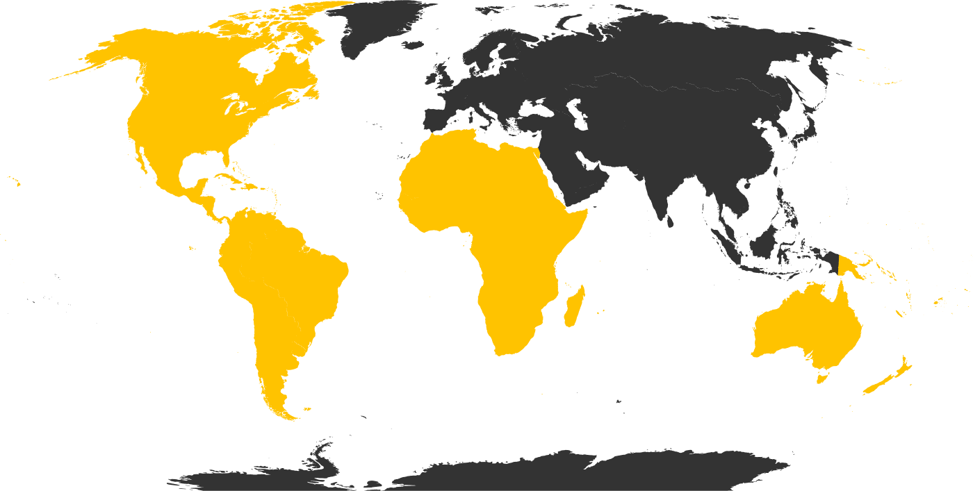 Mapa mundial da presenção Fast2Mine pelo mundo